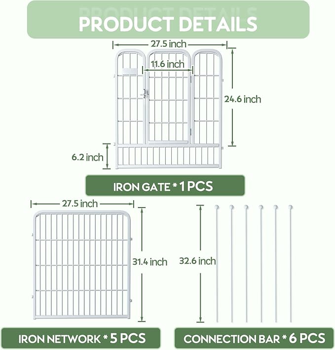 ZXMOTO White Outdoor Garden Fence 5 Panels - Image 4