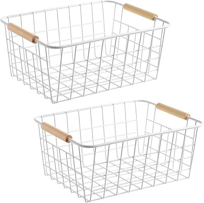 LeleCAT white wire baskets for organizing by HomeSpaceStorageBasket