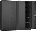 Crownland 72" Lockable Metal Storage Cabinet, Garage Storage Cabinets, High by Crownland