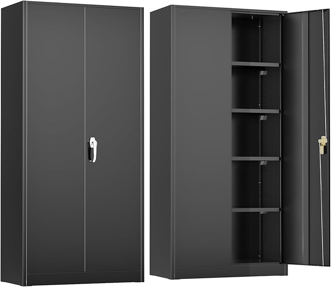 Crownland 72" Lockable Metal Storage Cabinet, Garage Storage Cabinets, High by Crownland