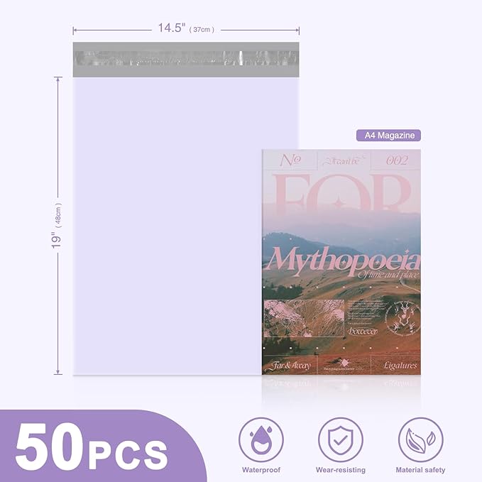 Metronic Large Poly Mailers 14.5x19 50PC, Waterproof Shipping Bags - Image 2