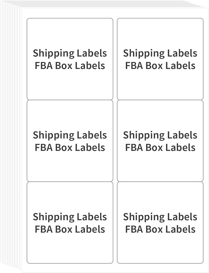 FungLam Printable Sticker Paper, 3-1/3" x 4" Shipping Address Labels 600 Blank by FungLam