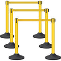 6 Pack Premium Crowd Control Stanchion Set, Heavy-Duty Base, Safety Rope by OranLite
