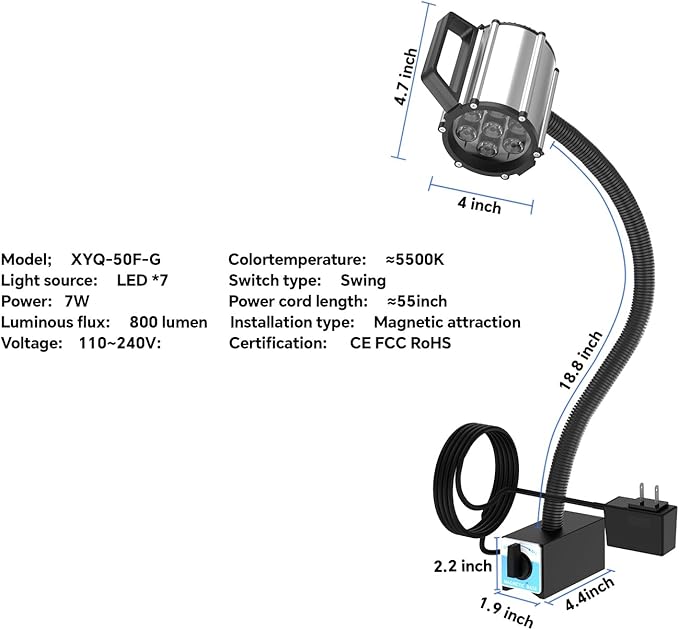 Super Strong Magnetic Base LED Work Light, 800 Lumens IP66 Waterproof Gooseneck - Image 7