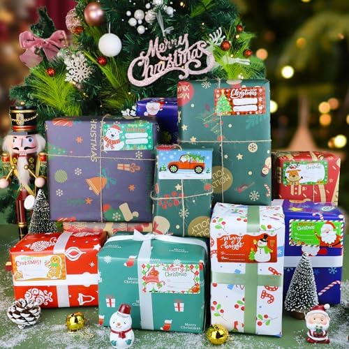 500 PCS Christmas Gift Tags,Christmas Name Tags Stickers Roll, Self-Adhesive Christmas Labels for Presents, Gift Bags, Boxes, Xmas Holiday Wrapping Paper Christmas Decorations - Image 6