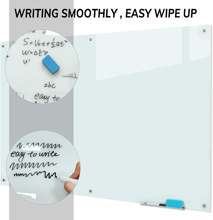 Glass Magnetic White Board – 72 x 48 Inches Dry Erase Frameless Whiteboard - Image 4