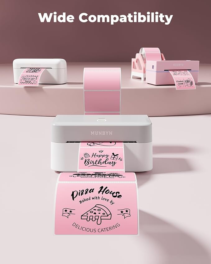 MUNBYN 3x2 Inch Pink Thermal Labels, Thermal Sticker Labels - Image 3