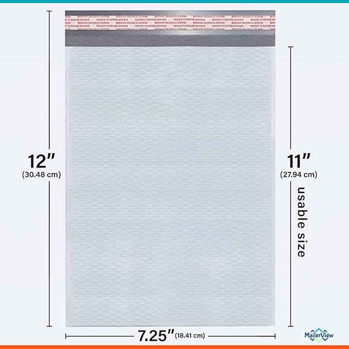 White Poly Bubble Mailers 7.25x12 inch #1 | Self Seal Padded Envelopes | - Image 2