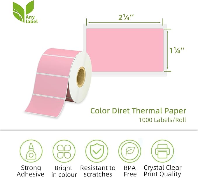 2.25" x 1.25" Pink Direct Thermal Labels, Replacement - Image 2