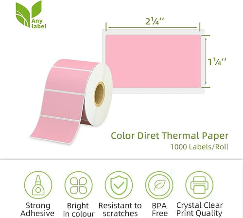 2.25" x 1.25" Pink Direct Thermal Labels, Replacement - Image 2