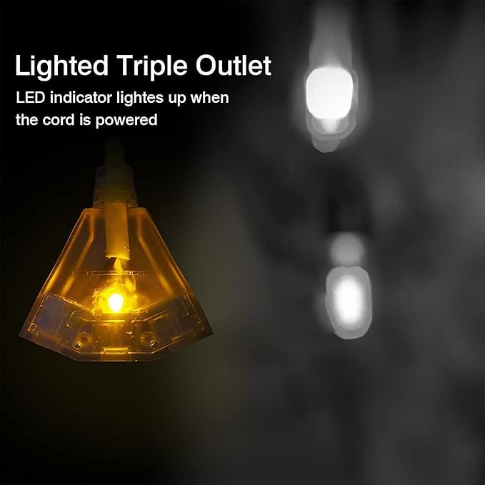 3-Outlets Indoor Outdoor Extension Cord Weatherproof - Image 3