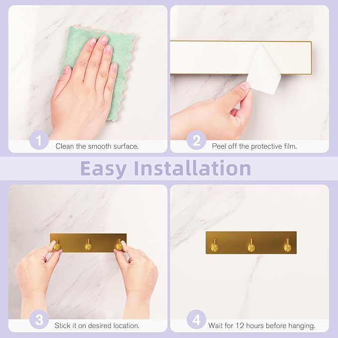 VIS'V Key Holder Wall Mount, Small Metal Self Adhesive Key Hanger - Image 7