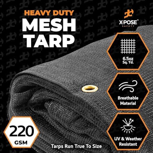 Heavy Duty Mesh Tarp 30' x 40' - Bulk Full Pallet (10 Pack) Multipurpose Black Protective Cover with Air Flow - Use for Shade, Fences, Canopies, Dump Trucks – Weatherproof & Durable by Xpose Safety - Image 2