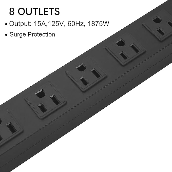 HHSOET Metal Wide Spaced Power Strip, 8 Outlets, 1200J Surge Protector - Image 5