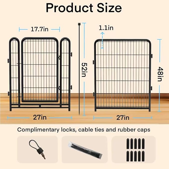 12 Panels Tall Garden Fence Animal Barrie, 48 in X26.6 Ft Wide Door Low - Image 4