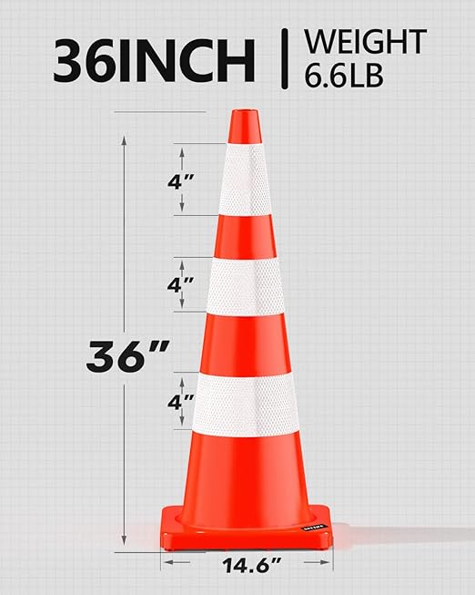 BATTIFE 12 Pack Traffic Safety Cones 36 Inches - Image 8