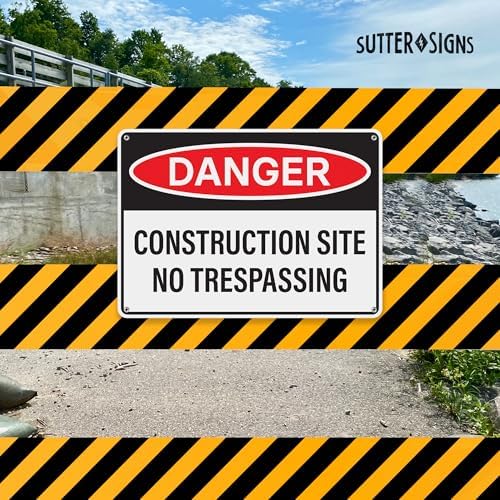 4pcs Danger Construction Site Sign 14x10 inch - Plastic - Image 6