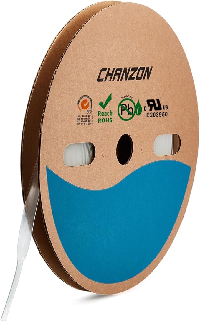 Chanzon 2:1 Ratio - 80Ft Roll - 3/16" Heat Shrink Tubing 2:1 Clear/Transparent by Chanzon