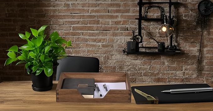 Wood Letter-Size Tray for Office Desktop Organizer - Image 5