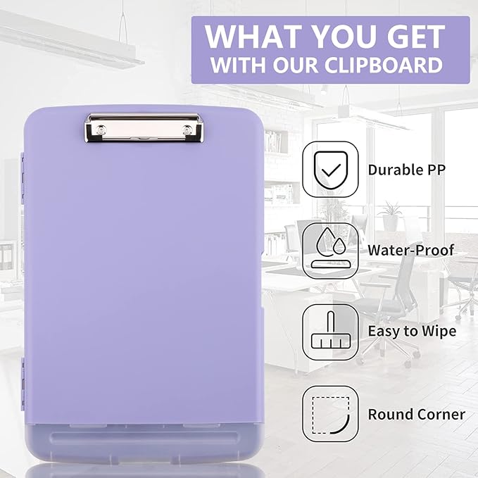 SFLHHDM Clipboard with Storage, Clip Boards 8.5x11, Plastic Clipboard with Pen - Image 7