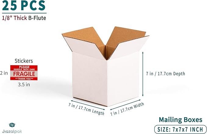White 7x7x7 inches Shipping Boxes, Corrugated Cardboard 7x7 Box - Image 4