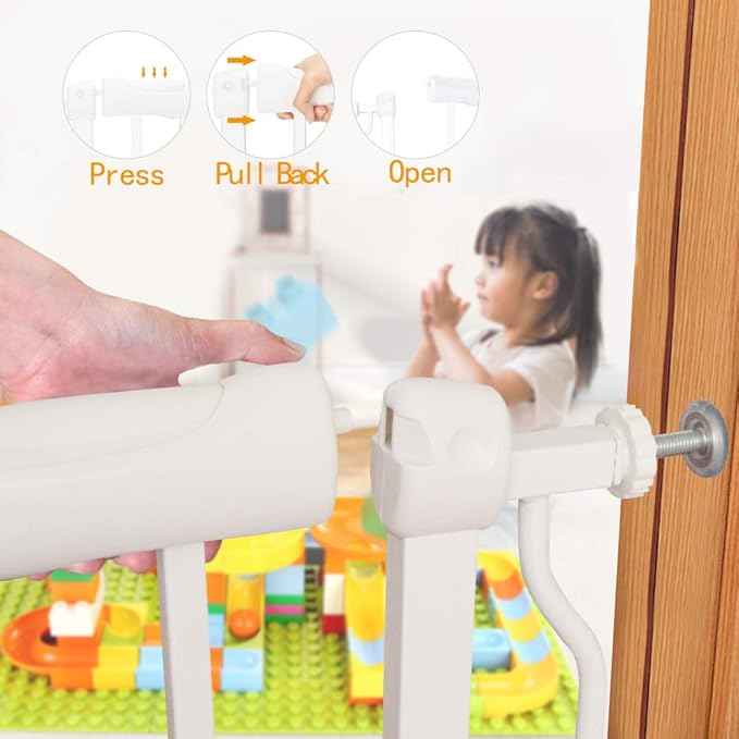 ALLAIBB Extra Wide Pressure Mount Baby Gate Auto Close White Metal Child Dog - Image 4