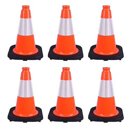 6 Pack 12" Orange PVC Safety Cones by OranclUS