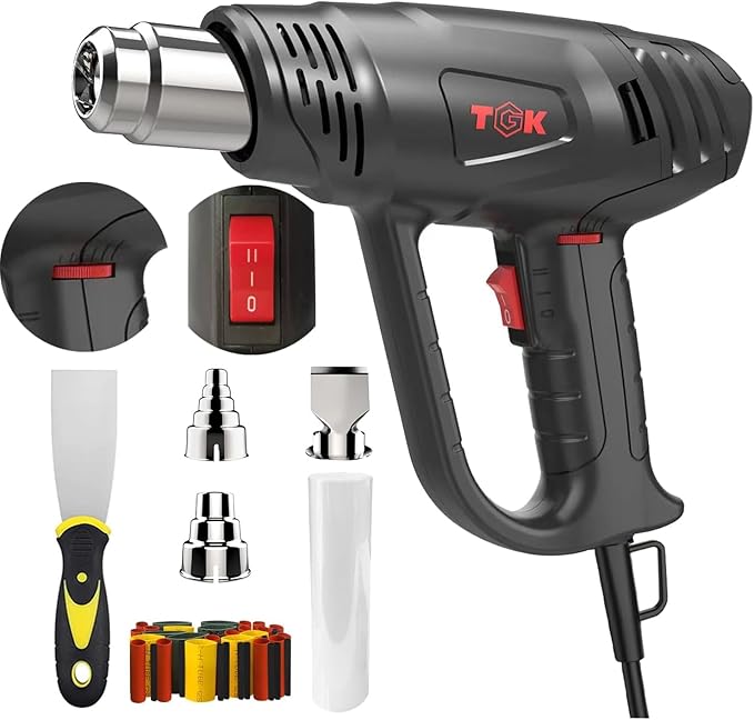 Heat Gun, TGK® 1800W Heavy Duty Hot Air Gun Kit 122℉~1202℉ Dual Temperature by Unknown