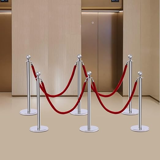 6 PCS Stanchions and Velvet Ropes Set, Hollow Base - Image 6