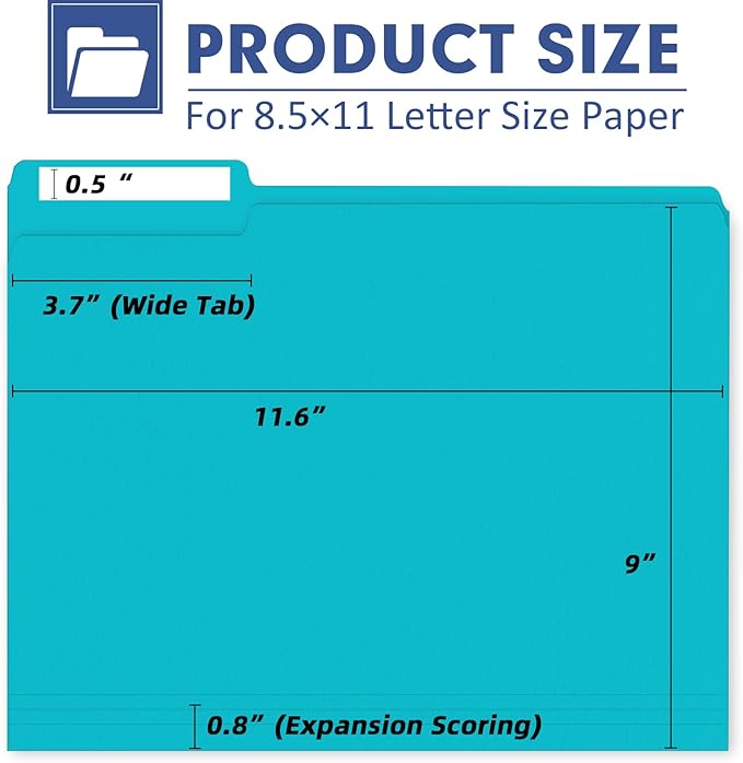 File Folder, PANDRI 220 Pack Colored File Folder, 1/3 Cut Tab, Letter Size - Image 2