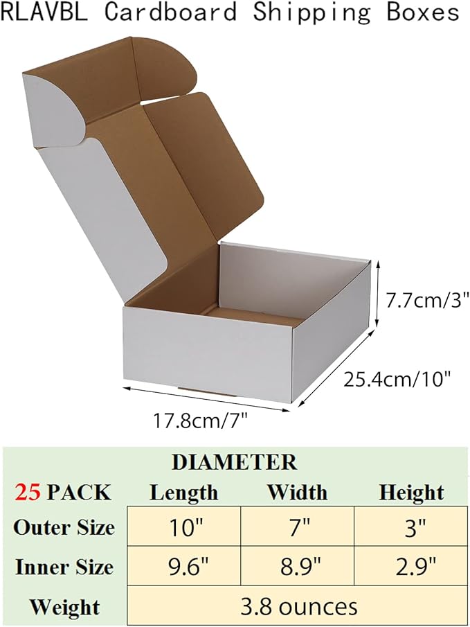 RLAVBL 10x7x3 Inches Shipping Boxes Set of 25, Mailer Boxes - Image 2