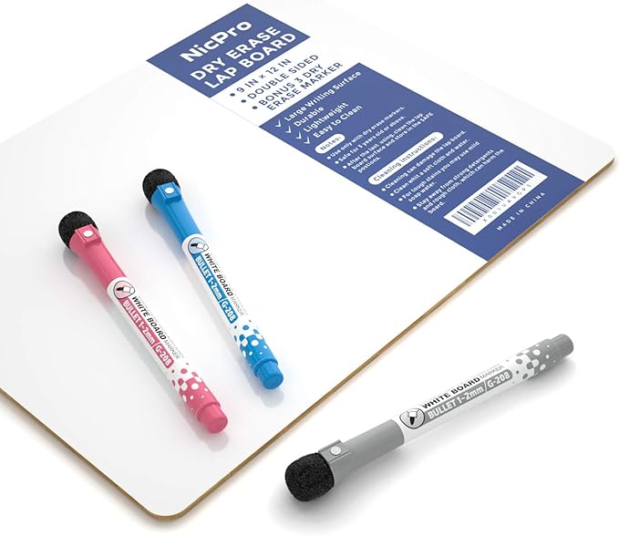 Nicpro 9 x 12 inches Lapboard Small Dry Erase Lap Board Double Sided - Image 6