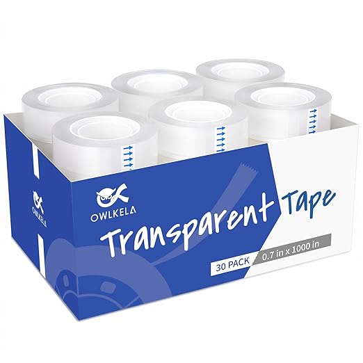 OWLKELA 30 Rolls Transparent Tape Refills, All-Purpose Transparent Glossy Tape by OWLKELA