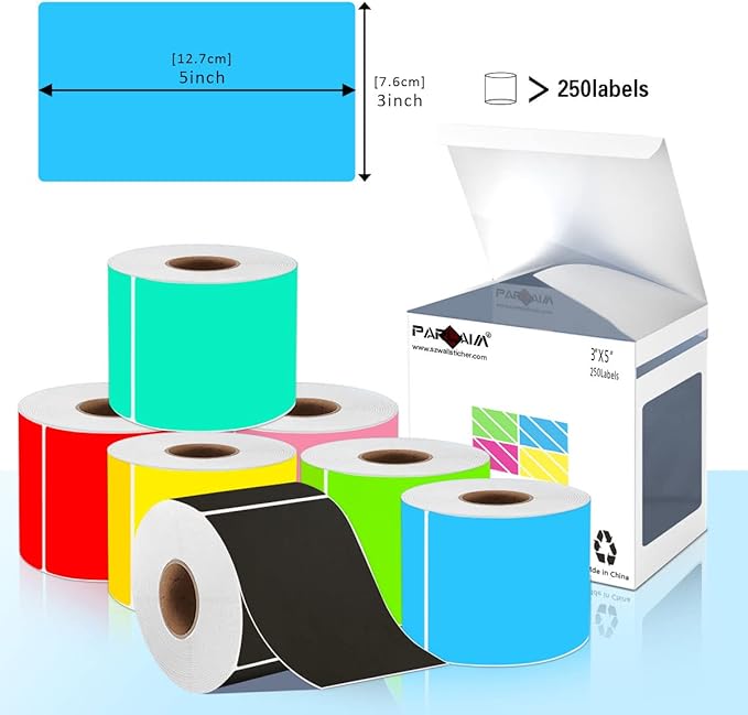 PARLAIM 5 x 3 inch Square Color-Coding Sticker Labels, Permanent Rectangle - Image 3