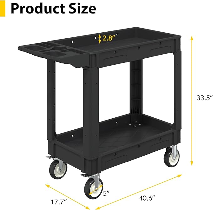 Heavy Duty Utility Rolling Tool Cart, 550 lbs Capacity Utility Service Cart - Image 6