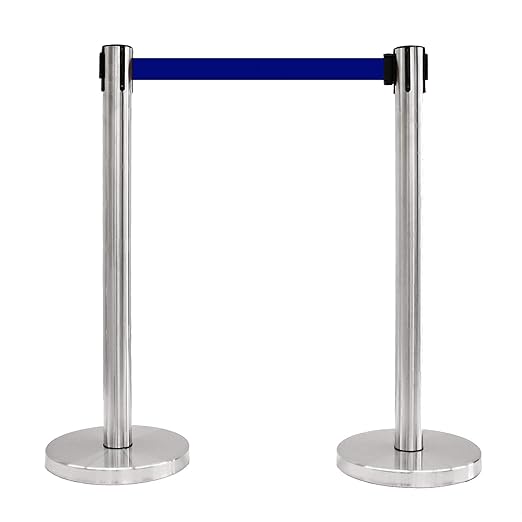 VIP Crowd Control Retractable Belt Stanchion Queue Safety Barrier Set - Image 2