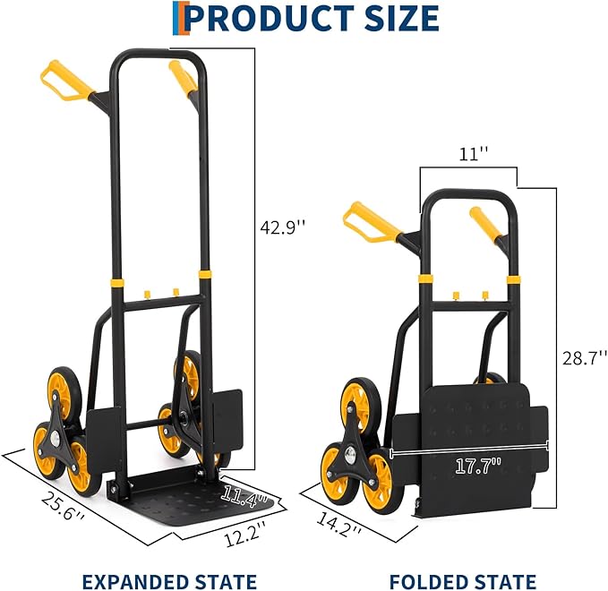 3 in 1 Industrial Convertible Stair Climbing Cart, 1000 LBS Capacity Folding - Image 5
