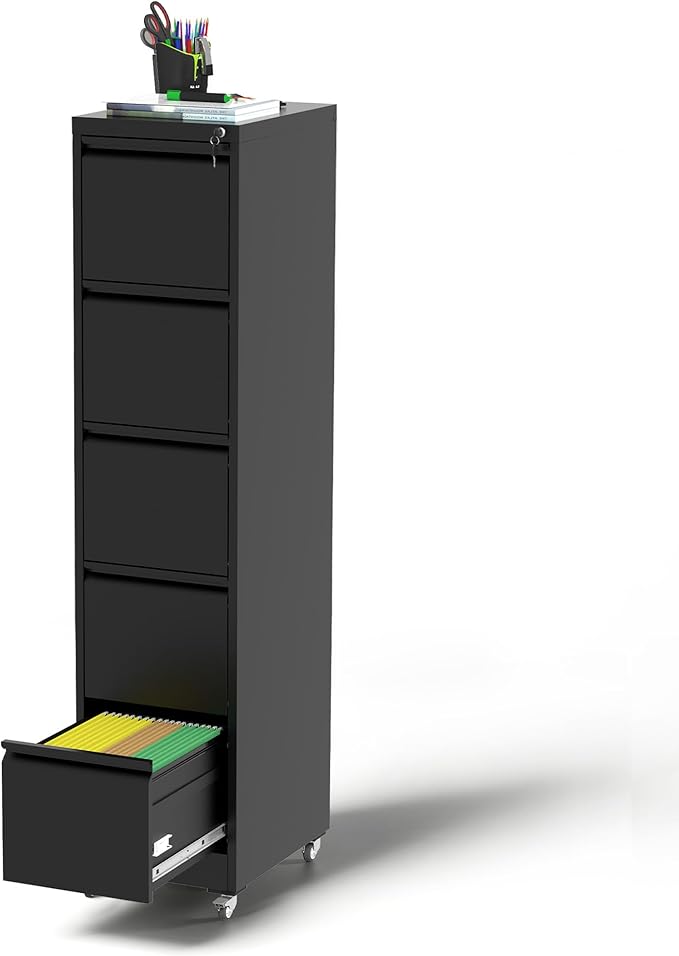 5 Drawer Mobile File Cabinet, Under Desk File Cabinet, Metal Filing Cabinets by VIYET