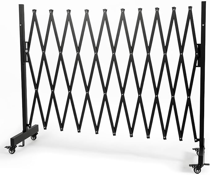 11 FT 44" High Industrial Metal Expandable Barricade，Retractable Traffic Fence by JTZFD