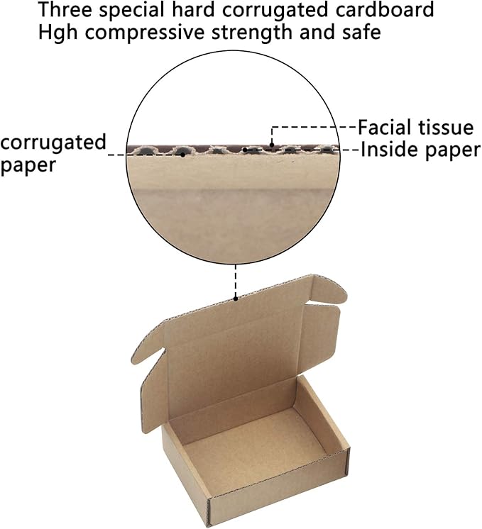 Ellbest 50pcs Kraft Brown Box 1.5mm Thick Cardboard Boxes, 3.6 x 2.6 x 1.2 - Image 6