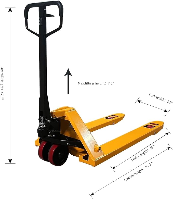 Tory Carrier Heavy Duty Pallet Jack Truck 7700lbs Capacity 48" L×27" W - Image 3
