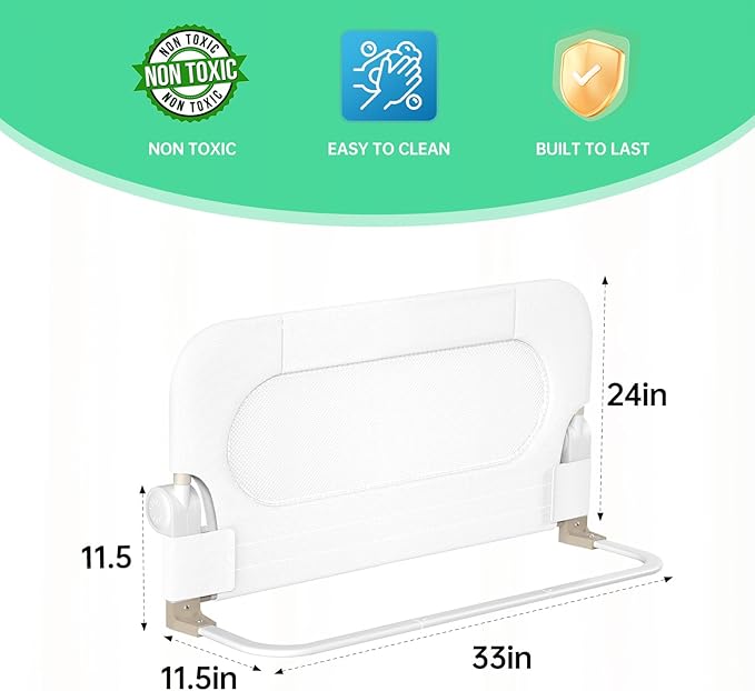 Folding Toddler Bed Rails for Crib, Toddler Bed Guard Rail - Image 2