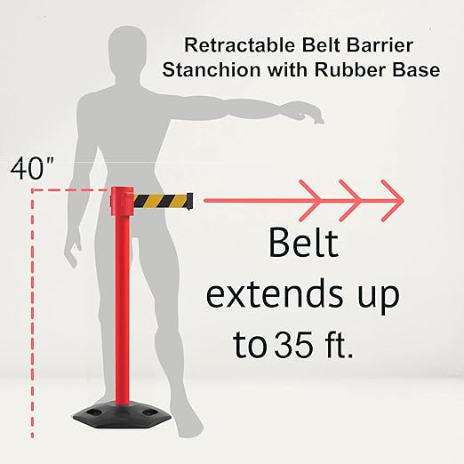 Montour Line MSR760 Set of 2 Retractable Belt Barrier Stanchion, Rubber Base - Image 2