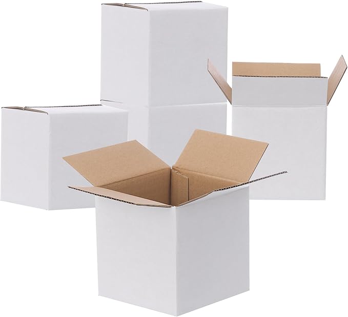 FARRAY Shipping Boxes 4x4x4 inches, 50 Pack Sturdy Kraft Corrugated Small by FARRAY