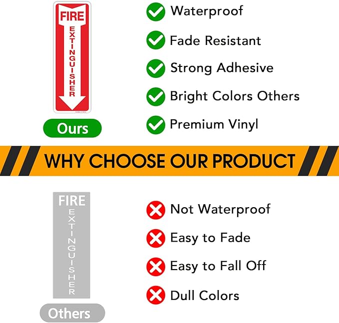 12 Pack Fire Extinguisher Sign, Fire Extinguisher Arrow Safety Signs, Self - Image 5