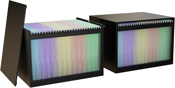 Bamboo Hanging File Boxes with Lids 2 Pack, File Organizer Box - Image 7