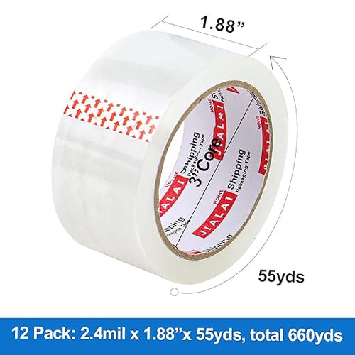 12 Rolls Clear Packing Tape, Heavy Duty Packaging Tape - Image 2