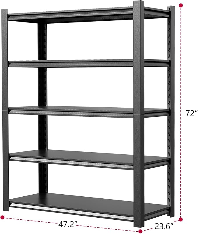48" W Garage Storage Shelves 2500LBS Heavy Duty Garage Shelving 5 Tier - Image 3
