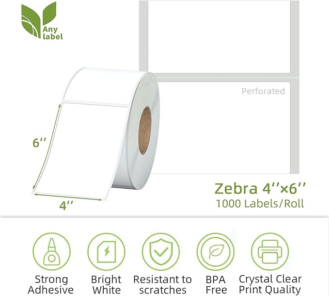 4"x 6" Multipurpose Direct Thermal Labels 3" Core Compatible - Image 2