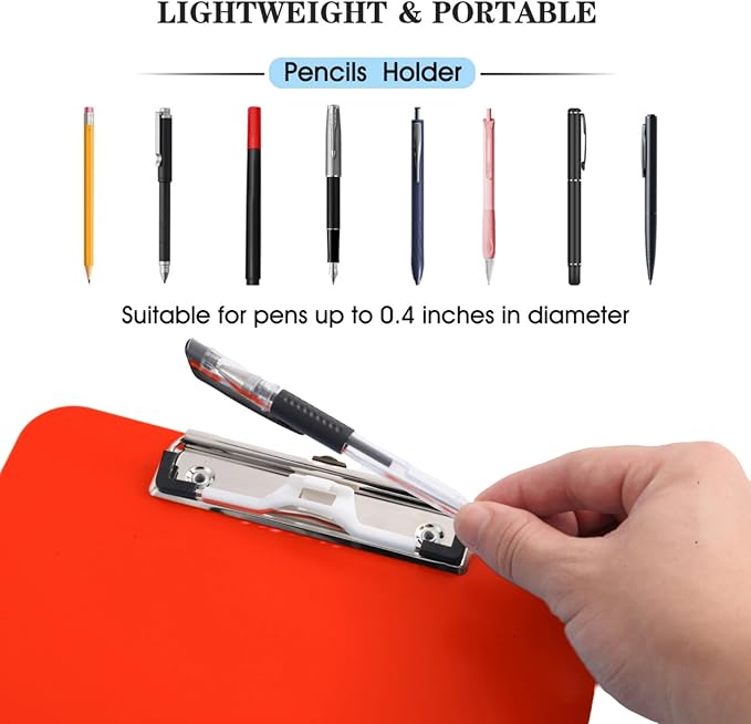 Red Nursing Clipboard with Pen Holder, Plastic Clip Boards 8.5x11 Heavy Duty - Image 3